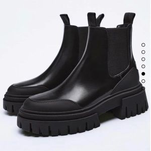 Zara lug sole black boots worn once EUC